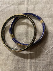 Vintage Cloisonné Floral Enamel Bangle Bracelets Navy/Green/Gold/Pink