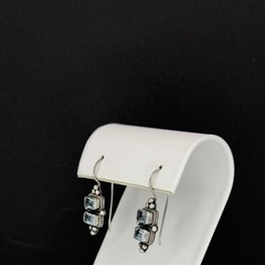 Vintage 925 Sterling Silver Blue Topaz Dangle Earrings French Wire