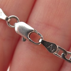 925 Sterling Silver Vintage Italy Anchor Mariner Chain Necklace 18″