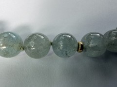 Vintage natural Aqua Marine Necklace With Gold Filled Beads And Clasp! 18”