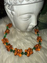 Louis Rousselet Rare Gorgeous Gripoix Green & Amber Glass In 25 Inches Long! D5
