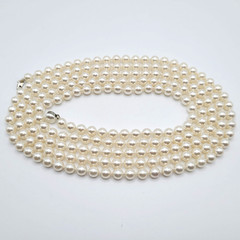 Classic Faux Pearl Long Opera Length Knotted Off White Luminous Necklace 72 inch