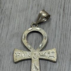 Vintage 925 Sterling Silver Egyptian Ankh Cross Pendant 2.5 Inches 10 Grams