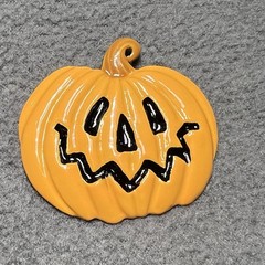 Halloween Pumpkin Jack-o’-Lantern Brooch Pendant – Enamel,Gold-Tone Dual Purpose