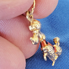 Original 14K GOLD Dog Pendant Exotic Rare Poodle Enamel Vest k9 Charm Medallion