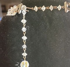Vintage Faceted Clear AB Crystal Beaded Double Strand Necklace Rhinestone Clasp