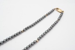 Vintage Sterling Silver 925 Hematite Necklace 18″
