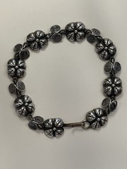 Mid-Century Taxco Sterling Silver 925 Flower & Spiral Bracelet