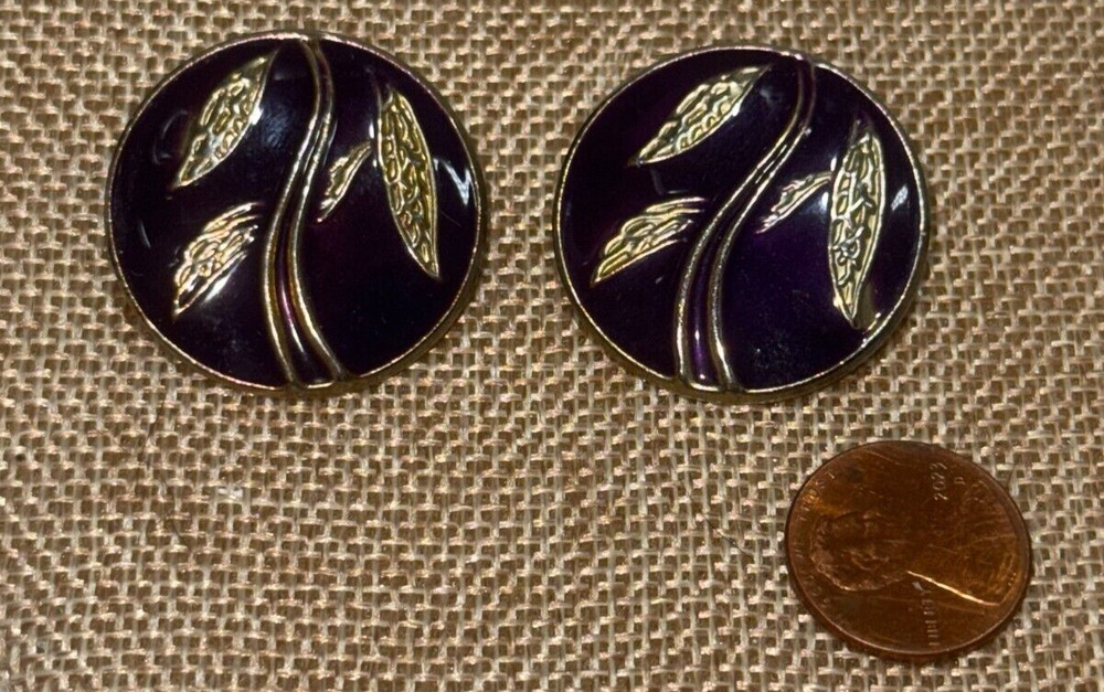 Earrings Leaves Navy Blue Gold Toned For Pierced Ears – No Push Backs!