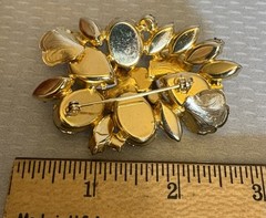 Vintage Juliana Periwinkle Blue AB Rhinestone Brooch Goldtone D&E Book Piece 3″