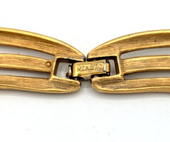 Vintage Monet Egyptian Revival Collar Necklace Red Stones Gold Tone Statement