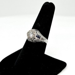 18k White Gold BELAIS Antique 0.83ct Diamond Vtg Art Deco Ring Sz 7.25 (I-56431)