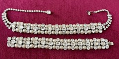 GORGEOUS SPARKLING VTG WEISS RHINESTONE & FAUX PEARL NECKLACE AND BRACELET SET