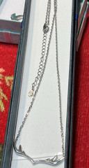 Vintage Sterling Silver .925 Shiny Antler Necklace 1 3/8″ Long & 18″ L Chain