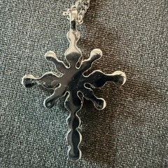 Camrose & Kross CZ Silvertone Cross Necklace JBK Chain COA Jacqueline B Kennedy