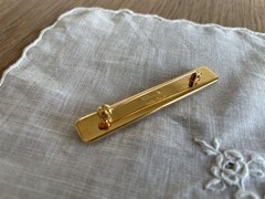 Hermes enamel brooch Pin badge Gold × Blue CHATEAUX D’ARRIERE Women accessories