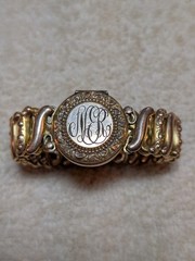 Antique D.F. Briggs CARMEN Sweetheart Expansion Bracelet Engraved Monogram