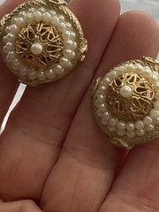 Vintage Clip On Earrings Lot 6 Sets Gold Tone Glass Acrylic 1 Signed Coro