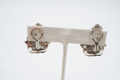 Vintage Clip On Earrings Silver Tone Textured Flower