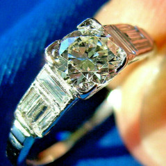 Original EARTH MINED DIAMOND Art Deco Engagement Ring SOLID PLATINUM Solitaire