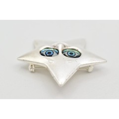 Danecraft Vintage Star Eyes Pin Brooch Staring Face Silver Signed NOS 80s BinA4