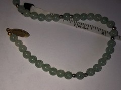 Natural Green Jadeite Jade Bead 16” Necklace Gold Tone Clasp