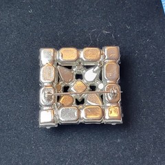 Vintage Art Deco Brooch Pin Silver Tone Clear Rhinestone Square 1.50″