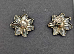 Vintage Floral Screw Back Earrings Sterling Marked 17mm 4g Pair