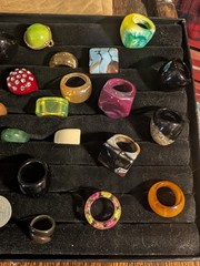 40+ Vintage Bakelite Lucite Etc plastic ring collection! Many sizes & designs!