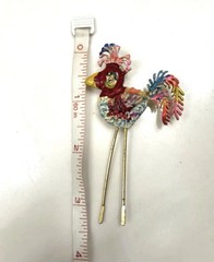 Rare Red Rooster Brooch By Lind Gal