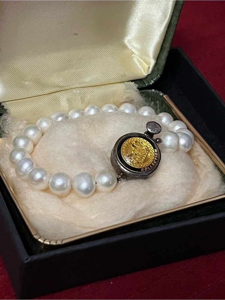 Vintage Sterling Silver Genuine Pearl Bracelet – Hermes Collection