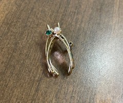 Vintage Good Luck Wishbone Rhinestone Brooch
