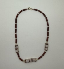 Heishi Beaded Wood Terra-Cotta Necklace Nature Tribal Ethnic Southwest Surfer