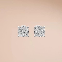 1.30 CTW Cushion Lab Grown Diamond Prong Basket Setting Solitaire Stud Earrings