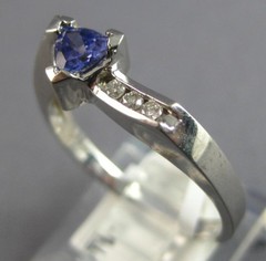 ESTATE .48CT DIAMOND & AAA TANZANITE 14K WHITE GOLD 3D TRILLION & ROUND FUN RING