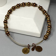 Alex & Ani Bracelet Gold/Copper Tone Adjustable Slide Beads Stackable 7.25+