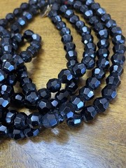 Vintage Black Faceted Glass Bead Necklace & Bracelet. MC. 150g