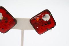 Vintage Clip On Earrings Copper Red Enamel MCM