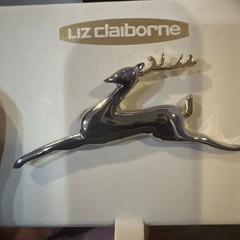 New Vintage Liz Claiborne Leaping Reindeer Brooch Pin Two Tone New In Box