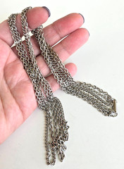 Vintage Celebrity Multi Strand Silver Tone Chain Necklace 24.75″ Fold Over