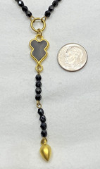 Allison Reed Black Onyx Bead Necklace Gold Plated 16″ Vintage NOS