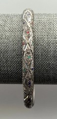 Avon Sterling Silver 925 Bangle Bracelet Multi-Color Enamel Textured Design READ