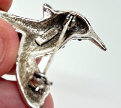 Vintage Monet Rhinestone Hummingbird Brooch Pin – Blue & Green – 1.25″L