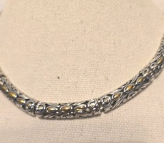 Vintage Lady Remington Two Tone Necklace Silver Gold Link Choker Geometric Chain