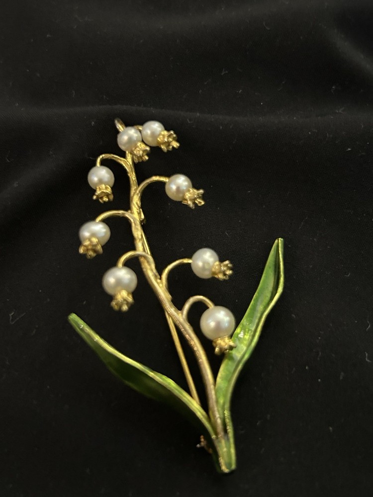 METROPOLITAN MUSEUM OF ART MMA Sterling FRESHWA PEARLS LILY OF THE VALLEY BROOCH