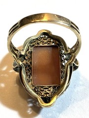 Sz 7.5 Victorian 14k filigree full figure shell Cameo Ring 3.61 g