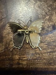 Set of 5 Vintage Gold Tone Multicolor Glitter Butterfly Pins Circa 1970s-1980s