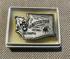 Vtg Pewter Torino WASHINGTON Trinket Box, Pin, Necklace, Pierced Earrings