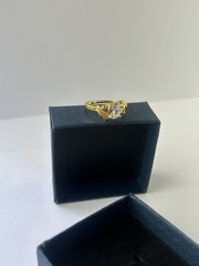 Vintage Clear Cubic Zirconia Ring Gold Plated Womens Size 10