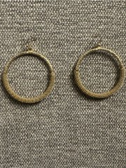 Vintage Gold Tone Textured Hoop Earrings | Boho Wire Wrapped Circle Dangle Earri
